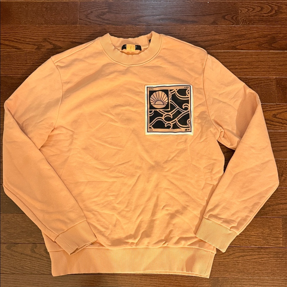 Scotch & Soda Apricot Crewneck Sweater with Artistic Patch